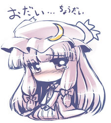  chibi commentary_request crescent crescent_hat_ornament female hat hat_ornament long_hair patchouli_knowledge solo tdk touhou translation_request 