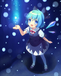  :d bad_id bad_pixiv_id black_footwear blue_background blue_bow blue_dress blue_eyes blue_hair blue_theme bow cirno collared_shirt detached_wings dress female full_body hair_ribbon hairbow hamamo mary_janes oerba_yun_fang open_mouth pantyhose pinafore_dress puffy_short_sleeves puffy_sleeves ribbon shirt shoes short_hair short_sleeves sleeveless sleeveless_dress smile solo standing touhou white_pantyhose white_shirt wings 