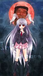  animal_ears blazer commentary_request female highres jacket light_purple_hair long_hair magu moon necktie rabbit_ears red_eyes reisen_udongein_inaba solo touhou very_long_hair 