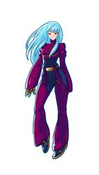  belt blue_hair female gloves hiroaki_(kof) joints kof_sky_stage kula_diamond long_hair official_art red_eyes robot_joints solo the_king_of_fighters 