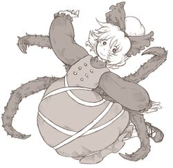  arthropod_girl bad_link bow brown_theme buranantoka female hairbow kurodani_yamame monochrome short_hair simple_background solo spider_girl touhou white_background 