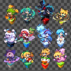  1boy 6+girls amamiya_ren animal_ears annotated arsene_(persona_5) aty_(summon_night) black_hair black_jacket black_skirt black_sleeves blonde_hair blue_eyes blue_fire blue_hair blue_skin boo_(mario) bowsette bracelet braid celsius_(tales) chibi china_dress chinese_clothes claw_pose collared_shirt colored_skin commentary crossover detached_sleeves draco_centauros dress earrings fake_transparency fire floating_hair frilled_dress frills furry furry_female ghost green_eyes green_hair grey_shirt grey_skin gun hair_between_eyes hair_over_one_eye handgun hatsune_miku holding holding_gun holding_weapon jacket jewelry jigoku_sensei_nube koopa_clown_car little_witch_academia luigi&#039;s_mansion madou_monogatari mario_(series) marurur mask mega_man_(classic) mega_man_(series) mega_man_11 mia_(world_flipper) multiple_crossover multiple_girls new_super_mario_bros._u_deluxe obi one_eye_covered open_mouth peachette persona persona_5 pink_dress pink_hair pixel_art ponytail princess_king_boo purple_eyes puyo_(puyopuyo) puyopuyo red_eyes red_hair roll_(mega_man) sash shirosu shirt skirt sleeveless sleeveless_shirt smirk sphere_earrings spiked_bracelet spikes striped_fur sucy_manbavaran summon_night summon_night_3 super_crown tales_of_(series) tales_of_eternia tied_hair toadette twin_braids twintails vocaloid weapon white_hair witch world_flipper yuki_onna yukime_(jigoku_sensei_nube) 