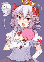  :d =_= blush boo_(mario) bootler bow bow_(paper_mario) bowtie breasts brooch cleavage collar commentary_request cotton_candy crown drill_hair e.o. facial_hair female food frilled_collar frilled_shirt frills gloves grey_hair grey_skirt hair_between_eyes hairbow hand_on_own_hip holding holding_food jewelry looking_at_viewer mario_(series) medium_breasts mini_crown moustache neck_ribbon new_super_mario_bros._u_deluxe nose_blush open_mouth paper_mario paper_mario_64 protected_link puffy_short_sleeves puffy_sleeves purple_background red_bow red_bowtie red_eyes red_ribbon ribbon shirt short_hair short_sleeves simple_background skirt smile solo super_crown white_collar white_gloves white_shirt 