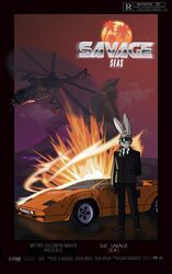  aircraft aleone anthro car clothing cold_war communism disney english_text explosion eyewear gun handgun hare helicopter jack_savage lagomorph lamborghini lamborghini_countach leporid male mammal mi24_superhind motion_picture_association_of_america pistol politics poster poster_template ranged_weapon red_star savage_seas sea silencer solo sports_car spy suit sunglasses synthwave text vehicle walther_ppk water weapon zootopia 