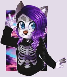  anthro clothed clothing collar facial_piercing felid female honesty_(artist) looking_at_viewer mammal nose_piercing piercing smile solo 