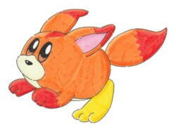  alpha_channel ambiguous_gender awoofy black_nose feral fur kirby_(series) kirby_and_the_forgotten_land low_res misshiirin neutral_expression nintendo orange_body orange_fur paws simple_background solo tail traditional_media_(artwork) transparent_background 