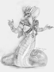  2024 anthro apode armor cape claws clothing cobra digital_media_(artwork) draconcopode fangs headgear helmet hi_res jewelry legless looking_at_viewer male mythological_creature mythological_scalie mythology naga reptile scales scalie serpentine shoulder_guards simple_background smile snake snake_hood solo tail teeth wanderertamplior white_background 