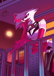  1peqpoarwrgjkap 4_arms absurd_res angel_dust animal_humanoid anthro arachnid arachnid_humanoid arthropod arthropod_humanoid balcony bow_tie chest_tuft choker cigarette crossed_arms demon gesture glowing glowing_eyes hand_gesture hazbin_hotel hellaverse hi_res humanoid jewelry male middle_finger moon multi_arm multi_limb necklace night one_eye_obstructed smoking smoking_cigarette solo tuft 