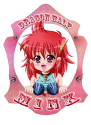  :d armor bad_id bad_pixiv_id bare_shoulders character_name choker copyright_name dragon_girl dragon_half dragon_horns female framed happy horns jewelry mink_(dragon_half) mizuki_reira oerba_yun_fang open_mouth pendant photoshop_(medium) red_eyes red_hair sleeveless smile solo 