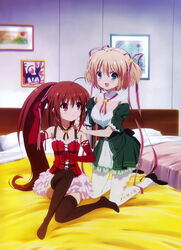  cleavage dress imoto_yuki kamikita_komari little_busters! natsume_rin pantyhose thighhighs 