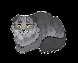  2024 :3 ambient_among_us ambient_crewmate_(among_us) ambiguous_gender bellke black_background brown_nose cheek_tuft closed_smile digital_drawing_(artwork) digital_media_(artwork) domestic_cat duren_the_cat eyebrows facial_tuft felid feline felis feral fluffy fur fur_markings fur_tuft glistening glistening_eyes grey_body grey_ears grey_fur grey_hair hair head_markings hi_res highlander_cat long_fur looking_at_viewer lying male_(lore) mammal markings mouth_closed neck_tuft no_sclera on_front outline paws quadruped simple_background smile solo tail tuft whiskers white_outline yellow_eyes 