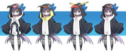  absurdres alternate_costume animal_hood arms_at_sides bikini bird_hood blue_background blue_bikini blue_bow blue_eyes bow closed_mouth collarbone commentary_request fate/grand_order fate_(series) female grey_legwear halftone halftone_background highres hood hood_up jacket kometsubu light_purple_hair long_hair long_sleeves looking_at_viewer meltryllis_(fate) meltryllis_(swimsuit_lancer)_(fate) meltryllis_(swimsuit_lancer)_(first_ascension)_(fate) oversized_clothes penguin_hood recurring_image sleeves_past_fingers sleeves_past_wrists smile split_mouth standing swimsuit thighhighs tsurime variations very_long_hair white_background wide_sleeves 