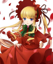  bad_id bad_pixiv_id blonde_hair bonnet dress drill_hair female karimero_(calimer0) lolita_fashion long_hair rozen_maiden shinku solo twintails 