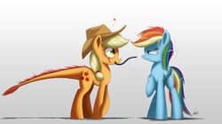  2015 alternate_species applejack_(mlp) blonde_hair blue_body blue_feathers blue_fur clothing cowboy_hat cutie_mark digital_media_(artwork) duo earth_pony equid equine feathered_wings feathers female feral friendship_is_magic fur green_hair hair hasbro hat headgear headwear heart_symbol hi_res horse hybrid long_tongue mammal multicolored_hair multicolored_tail my_little_pony mythological_creature mythological_equine mythology ncmares pegasus pony rainbow_dash_(mlp) rainbow_hair rainbow_tail tail tatzlpony tatzlwurm tongue tongue_out wings 