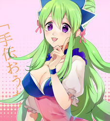  bad_id bad_pixiv_id breasts cleavage covered_nipples female green_hair ixion_saga karimero_(calimer0) large_breasts long_hair mariandale purple_eyes solo 