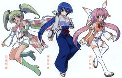  akatsuki_no_amaneka_to_aoi_kyojin amaneka_machbuster aoi_sora_no_neosphere aoi_umi_no_tristia crease deep-blue_series fixme komatsu_e-ji nanoca_flanka seto_sakuya suparobo_gakuen thighhighs wafuku 