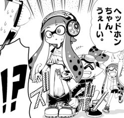  !? 2boys 2girls :d ^_^ assisted_exposure bobble-chan_(splatoon) bobblehat bottomless censored character_censor closed_eyes clothes_lift commentary_request fangs flag glasses glasses-kun_(splatoon) goggle-kun_(splatoon) goggles goggles_on_head greyscale headphone-chan_(splatoon) headphones inkling inkling_boy inkling_girl inkling_player_character judd_(splatoon) lace-trimmed_panties lace_trim lifting_own_clothes light_blush monochrome multiple_boys multiple_girls novelty_censor open_mouth panties pantsing panty_pull parody pointy_ears ry_uuu shirt_lift simple_background smile splatoon_(manga) splatoon_(series) spoken_interrobang squid surprised sweatdrop tentacle_hair translated underwear wide-eyed 