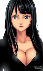  1girls black_eyes black_hair cleavage female female_only komaki nico_robin one_piece solo tagme 