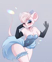  anthro armwear clothing dancer_outfit disney elbow_gloves female fur garter_belt garter_straps gloves handwear iridescent mammal miss_kitty_mouse mouse murid murine rodent solo sparkles the_great_mouse_detective tight_suit valeria_fills white_body white_fur 