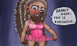  anthro ash_(sing) ballerina ballet ballet_dress ballet_leotard blush bodily_fluids clothed clothing crested_porcupine dancewear dress embarrassed english_text female illumination_entertainment leotard mammal nsfy_(artist) old_world_porcupine porcupine quills_(anatomy) rodent sing_(movie) solo speech_bubble tears text 