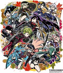  6+boys androgynous armor bad_id bad_pixiv_id black_socks black_thighhighs blue_eyes blue_hair cape cherry_blossoms chin_strap copyright_name gloves green_eyes green_hair hakama hakama_skirt haori hat hidakarumen hotarumaru ima-no-tsurugi japanese_armor japanese_clothes kashuu_kiyomitsu katana kote long_hair male_focus midare_toushirou mikazuki_munechika military military_uniform mole mole_under_eye mole_under_mouth multiple_boys nikkari_aoe ootachi open_mouth otoko_no_ko partially_fingerless_gloves pink_hair ponytail purple_eyes red_eyes red_hair red_scarf sandals sayo_samonji scarf shinsengumi short_hair shorts shoulder_armor skirt socks sode sword tarou_tachi thighhighs tokin_hat touken_ranbu tsurumaru_kuninaga uguisumaru uniform very_long_hair weapon white_scarf yagen_toushirou yamato-no-kami_yasusada zouri 