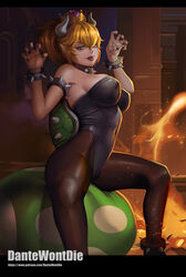  :p alternate_costume anklet armpits artist_name bangs banned_artist bare_shoulders black_legwear black_leotard black_nails blonde_hair blue_eyes bowsette bracelet breasts breasts_apart bunnysuit claw_pose collar commentary covered_navel covered_nipples crown cushion embers eyelashes fangs fangs_out feet_out_of_frame fingernails fire from_side hair_between_eyes half-closed_eyes hands_up high_ponytail highleg highleg_leotard hips horns impossible_clothes impossible_leotard indoors jewelry large_breasts leotard letterboxed long_fingernails looking_at_viewer mario_(series) medium_hair nail_polish new_super_mario_bros._u_deluxe pantyhose parted_bangs patreon_username pointy_ears polka_dot ponytail shade shiny shiny_hair short_pointy_ears sideways_glance sitting skin_tight slit_pupils solo spiked_anklet spiked_armlet spiked_bracelet spiked_collar spiked_shell spikes spread_legs standing strapless strapless_leotard super_crown thighs tongue tongue_out turtle_shell watermark web_address yinan_cui 