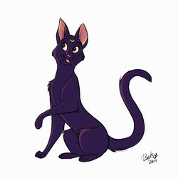  1:1 betsythebeaver domestic_cat felid feline felis female feral hi_res luna_(sailor_moon) mammal sailor_moon_(series) simple_background smile solo 