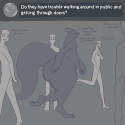  1:1 2024 ambiguous_gender ambiguous_species angry anthro ass big_butt big_tail biped black_body black_butt black_fur black_tail butt_jiggle closed_eyes dialogue digitigrade dimitry_(itisd) dimka_(itisd) disgust electronics english_text exclamation_point fur grey_background group hi_res holding_object holding_phone huge_butt humanoid itisd9 jiggling looking_back looking_down male_(lore) motion_lines nude open_mouth phone plantigrade profanity q&amp;a question_mark side_view simple_background standing tail taking_picture text thick_thighs tuft walking 