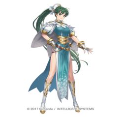  ahoge aqua_dress belt boots breasts cape company_name cuboon dress earrings female fingerless_gloves fire_emblem fire_emblem:_the_blazing_blade fire_emblem_heroes full_body gloves green_eyes green_hair hand_on_own_hip jewelry knee_boots long_hair looking_at_viewer lyn_(fire_emblem) lyn_(resplendent)_(fire_emblem) medium_breasts official_art pelvic_curtain ponytail puffy_short_sleeves puffy_sleeves short_sleeves simple_background smile solo standing sword very_long_hair weapon white_background white_cape white_footwear white_gloves wrist_guards 