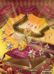  bad_id bad_pixiv_id banamons company_name curtains force_of_will gem jewelry necklace no_humans official_art pillow sparkle star_(symbol) 