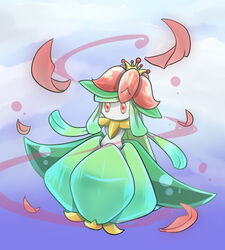  female female flower lilligant no_humans petal petals plant_girl pokemon pokemon_bw red_eyes solo 