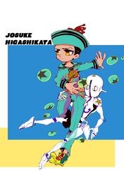  2boys bad_id bad_pixiv_id black_hair brown_eyes bubble dixie_cup_hat hat higashikata_josuke_(jojolion) jojo_no_kimyou_na_bouken jojolion military_hat multiple_boys sailor shoes sneakers soft_&amp;_wet stand_(jojo) star_(symbol) yukimaru_ayuta 