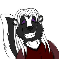  1:1 anthro clothing female foxyruby grin mammal mephitid skunk smile solo sticker twillight_(twillightskunk) 