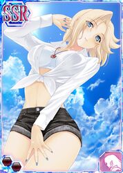  blonde_hair blue_eyes breasts female large_breasts looking_at_viewer midriff muvluv muvluv_alternative muvluv_total_eclipse nail_polish stella_bremer 