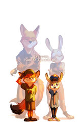  anthro canid canine closed_eyes clothing disney duo female fox fur hat headgear headwear hi_res judy_hopps kemono lagomorph leporid lolicon male mammal nick_wilde nviek5 police police_uniform purple_eyes rabbit red_fox scout_uniform size_difference text true_fox uniform young zootopia 