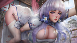  anthro azur_lane breasts cleavage illustrious_(azur_lane) kaze_no_gyouja purple_eyes purple_hair 