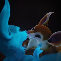  1:1 3d_(artwork) anthro big_ears black_background blue_body claws closed_eyes digital_media_(artwork) dota duo female fingers fur hand_on_face hi_res hoodwink_(dota) illusion kiss_on_lips kissing makeup mammal nude pink_nose red_body red_fur rodent sciurid simple_background smile source_filmmaker_(artwork) transculent tree_squirrel vlad-lox white_body white_fur 