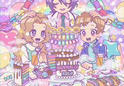  2020 2boys aqua_shirt bad_id bad_pixiv_id black_hair blue_eyes blush brown_hair cake character_name closed_eyes cloud code_geass collared_shirt crazy_straw drink drinking_straw english_text female food green_necktie hama_cheese hand_on_another&#039;s_head happy_birthday heart_straw lelouch_vi_britannia long_hair long_sleeves multiple_boys necktie nunnally_vi_britannia open_mouth paper_chain pink_eyes pink_shirt plate rainbow_cake rainbow_order rolo_lamperouge sandwich shirt short_hair smile upper_body white_shirt 