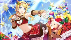  :d ahoge animal_ears antlers arm_warmers armpits bell belt blonde_hair blue_background blue_eyes blurry blurry_background blurry_foreground boots bow bowtie breasts brown_footwear chains christmas christmas_ornaments christmas_present christmas_tree cleavage commentary cowboy_shot deer_ears female framed frilled_skirt frills fur-trimmed_arm_warmers fur-trimmed_skirt fur-trimmed_tube_top fur_collar fur_hair_tie fur_trim game_cg gift gold_chain green_trim groin hachimiya_meguru hair_flaps hair_ornament hairband hairclip holding holding_microphone holly_hair_ornament horns idolmaster idolmaster_shiny_colors large_breasts lens_flare long_hair looking_at_viewer low_twintails merry_christmas microphone midriff narrow_waist navel neck_bell official_art open_mouth outstretched_arm outstretched_hand plaid plaid_skirt pom_pom_(clothes) reaching reaching_towards_viewer red_belt red_skirt red_tube_top reindeer_antlers sidelocks skirt smile snowflake_ornament solo sparkle stage_lights standing standing_on_one_leg star_(symbol) star_ornament strapless stuffed_animal stuffed_toy teddy_bear tube_top twintails 