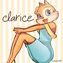  1:1 anthro arms_in_front arms_together bent_legs blue_eyes cheek_tuft chip_&#039;n_dale chipmunk clarice_(disney) clothed clothing disney dress english_text extended_arms eyelashes facial_tuft feet_together female footwear fur ground_squirrel hands_on_knees hands_on_legs hands_on_own_knees hands_on_own_legs knees_pulled_up knees_together legs_together looking_at_viewer mammal open_mouth open_smile planted_legs pose red_nose rodent sciurid simple_background sitting smile solo suzuhoshi tan_body tan_fur text touching_knees touching_legs touching_own_knees touching_own_legs tuft wrists_on_knees wrists_on_legs wrists_together 