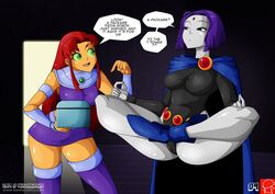  2girls comic dc dc_comics english_text page_4 rachel_roth raven_(dc) starfire straight_hair teen_titans thick_thighs witchking00 