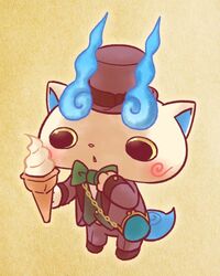  bow bowtie chains chill_ykon coin_purse commentary_request food hat ice_cream ice_cream_cone komasan lowres no_humans soft_serve solo top_hat youkai_(youkai_watch) youkai_watch youkai_watch_2 