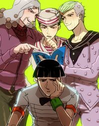  4boys book commentary_request dixie_cup_hat family hat higashikata_jobin higashikata_joshu higashikata_josuke_(jojolion) higashikata_norisuke_iv jojo_no_kimyou_na_bouken jojolion male_focus military_hat multiple_boys nanmai_da 