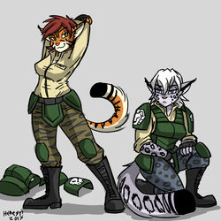  1:1 anthro armor astra_militarum blue_eyes breasts clothing digital_media_(artwork) duo faith_(heresy) felid felinid female fur green_eyes grey_body grey_fur hair heresy_(artist) hi_res hybrid imperial_guard leopard mammal markings military multicolored_body multicolored_fur orange_body orange_fur pantherine red_hair snow_leopard soldier spots spotted_body spotted_fur striped_body striped_fur stripes tiger two_tone_body two_tone_fur uniform warhammer_(franchise) warhammer_40000 warrior white_hair 