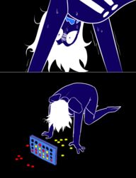  2018 bodily_fluids connect_four darkner deltarune fatz_geronimo goo-connected_lips hi_res humanoid male not_furry rouxls_kaard scared solo sweat undertale_(series) 