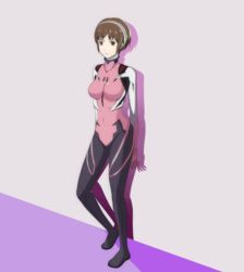  bodysuit breasts brown_eyes brown_hair cosplay crossover female godzilla:_monster_planet godzilla_(series) headband makinami_mari_illustrious_(cosplay) military military_uniform neon_genesis_evangelion plugsuit polygon_pictures small_breasts toho_(film_company) yuko_tani 