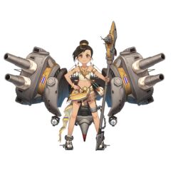  anchor armband bad_source bandeau beads black_hair brown_eyes brown_hair chains cu_(fsy84738368) earrings female full_body gold hair_bun jewelry looking_at_viewer mecha_musume midriff official_art pha_nung polearm rigging searchlight single_hair_bun spear thai_clothes thai_flag thonburi_(warship_girls_r) traditional_clothes transparent_background turret warship_girls_r weapon 