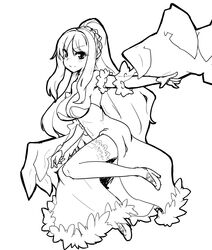  artist_request breasts female female full_body long_hair mamono_girl_lover monochrome monster_girl monster_girl_encyclopedia simple_background smile solo syannhai-doll thighhighs wight wight_(mamono_girl_lover) wight_(monster_girl_encyclopedia) 