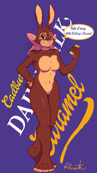  anthro biped breasts cadbury cadbury_bunny featureless_breasts female hi_res lagomorph leporid mammal mascot nude rabbit ribbons sleuth solo standing 