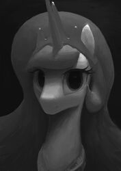  crown equid equine eyelashes female feral friendship_is_magic hair hasbro headgear hi_res horn long_hair looking_at_viewer mammal monochrome my_little_pony mythological_creature mythological_equine mythology portrait princess_celestia_(mlp) remi721 smile solo unicorn 